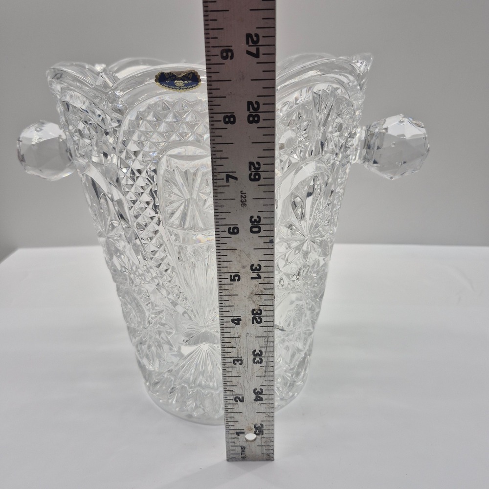 Bohemia Crystal Vase Clear Lead Cut Glass - Picture 10 of 15